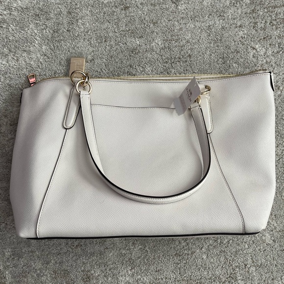 Coach Cream Ava Leather Tote Bag - Picture 3 of 8